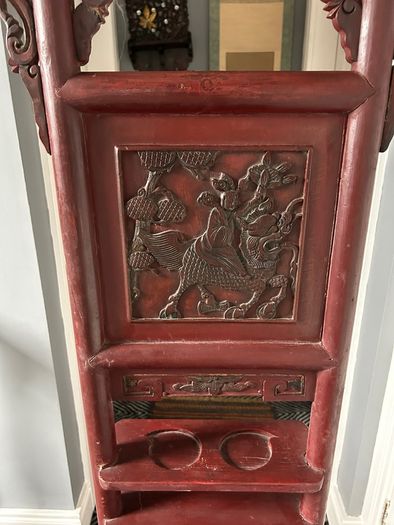 Antique Chinese Red Lacquer Wash Basin Stand