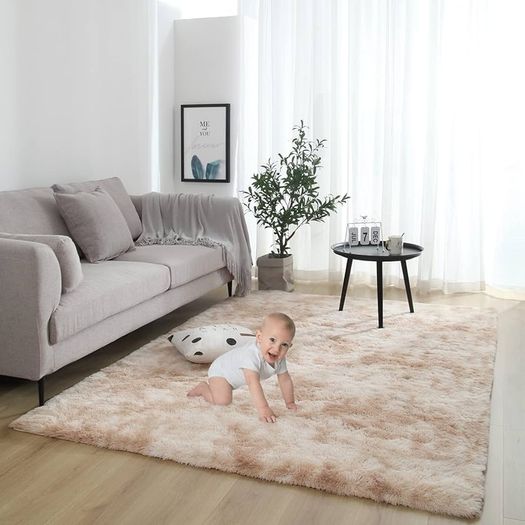 Rugs Living Room 180x270cm Fluffy Area Rugs for Bedroom Shaggy Anti Slip Super Soft Extra Large Rugs Indoor Modern Home Decor Floor Carpet - Light Camel (Tie-dye)