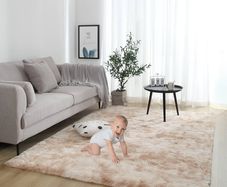 Rugs Living Room 180x270cm Fluffy Area Rugs for Bedroom Shaggy Anti Slip Super Soft Extra Large Rugs Indoor Modern Home Decor Floor Carpet - Light Camel (Tie-dye)