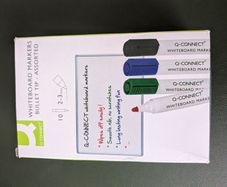 BRAND NEW 10 whiteboard markers q-connect 2-3mm assorted colours