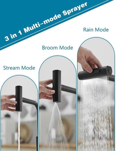 Black modern kitchen tap