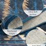 Machine Washable Large Rugs Living Room, 180x270 cm Non-Slip Area Rugs, Short Pile Blue Rug for Bedroom, Hallway, Bedroom, and Kitchen, Office, Blue Image 5