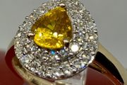 Gold Luxuriant 9K Yellow Gold AAA Loop Clean Chantaburi Yellow Sapphire &amp; Lab Grown Diamond