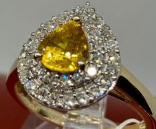 Gold Luxuriant 9K Yellow Gold AAA Loop Clean Chantaburi Yellow Sapphire & Lab Grown Diamond