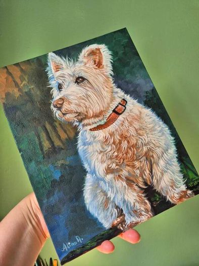 Westi West Highland terrier - original oil painting