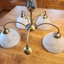 Milanese 5Lt Pendant Light - Antique Brass Metal & Alabaster Glass Image 3