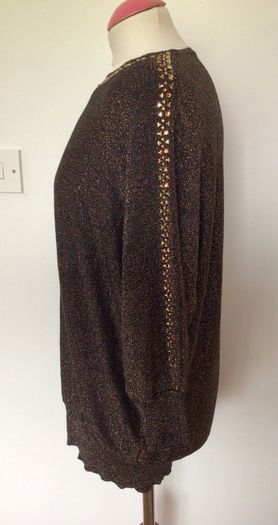 Wallis Ladies Black and Gold Sparkle dolman sleeve jumper size L includes Post
