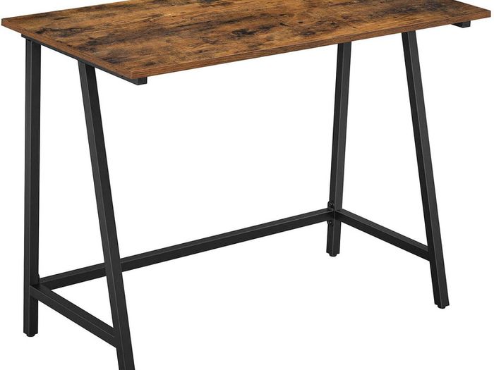 _desk, computer table, home office, office, study, living room, stable, space-saving, simple structure, industrial design, 100 x 50 x 75 cm, vintage brown-black