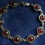 Vintage Sterling Silver 925 Faceted Garnet Link hallmarked Bracelet length 8" - 18,5g Image 2
