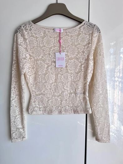 Savida Cream Lace Long Sleeve Top - Size SMALL