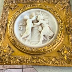 Antique Gilt Framed Marble Plaque -  marble relief featuring a cherub in the style of Edward William Wyon / Sir Thomas Lawrence