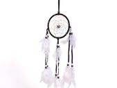 Black dream catcher with white feathers