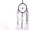 Black dream catcher with white feathers