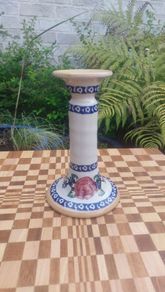 Beautiful Nicholas Mosse Tall Candlestick in the Popular but Discontinued Kilfane Rose Pattern, Circa 1996-2004, Number Two of Two Available