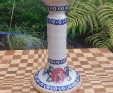 Beautiful Nicholas Mosse Tall Candlestick in the Popular but Discontinued Kilfane Rose Pattern, Circa 1996-2004, Number Two of Two Available