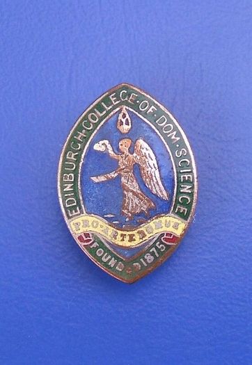 EDINBURGH COLLEGE OF DOMESTIC SCIENCE (graduate's badge) - a vintage enamel badge awarded with certificate (1930's to 1950's)