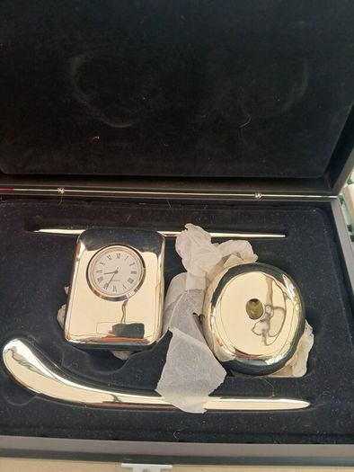 Newbridge Silver Writing Set & Desk Clock