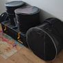 Tama 5-piece black Drum Kit with Zildjian cymbals and drum cases. Image 6