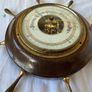 Vintage Western Germany Brass Wood Ship Wheel Maritime nautical Barometer Image 3