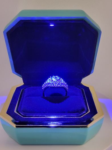 Luxurious Polished LED Lighted Solid Ring Box With Anti-Tarnish Protection (Size - 7x7x6 cm)
