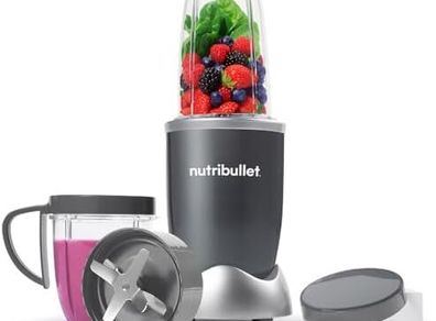 nutribullet Blender 600 Series - Powerful 20,000 RPM Extractor Blends Frozen Fruit, Nuts & Ice - 7 Piece Kit Includes Tall Cup, Short Cup, Handled Ring & Sealable Lid - Ideal for Smoothies