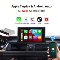 Wireless CarPlay Android Auto Interface Adapter for Audi A8 D4 HN+ HN+r 2010-2018 MMI 3G with AirPlay Mirror Link Module