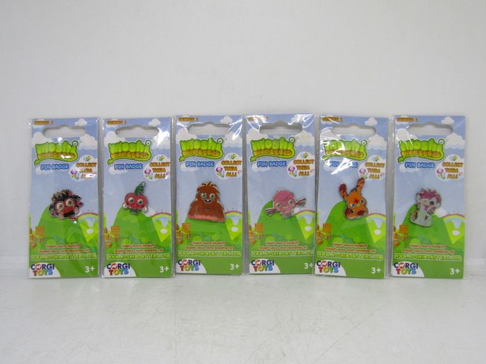 Lot Of 6 Corgi Moshi Monsters Full Set Of Series 1 Pin Badges All Brand New In Packets
