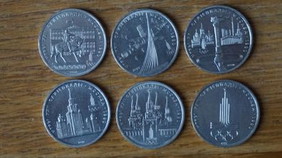 Set of 6 Moscow 1980 Olympic commemorative coins