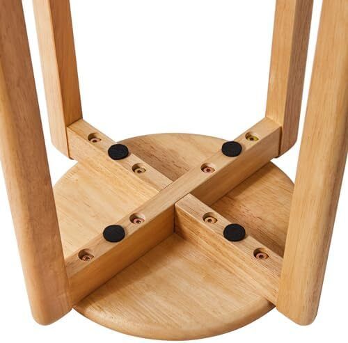 Dining Room Chairs, Bar Chairs Made of Solid Wood, Set of 4 Bar Stools, Round Seat Stools, Work Stool, Space-Saving, Stackable, for Meeting Room, Living Room, Dining Room, Kitchen, Natural