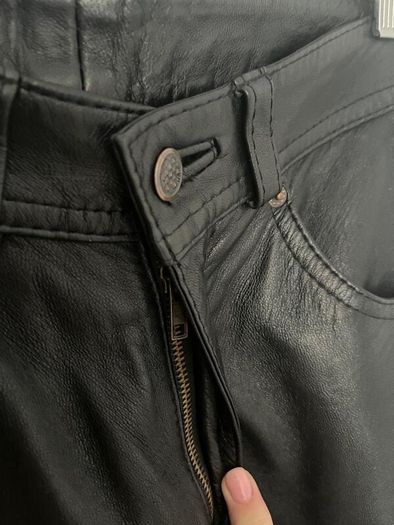 Unsigned black leather trousers jeans style Sz 8UK  W28 L 32