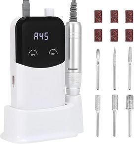 Professional Electric Nail File 45000 RPM Adjustable Speed,Nail Drill Rechargeable Type-C ABS Material, Portable Fast Heat Dissipation for Acrylic Gel Nails, Salon Home DIY 8H-15H