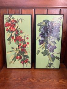 Pair of antique hand painted wooden panels.
