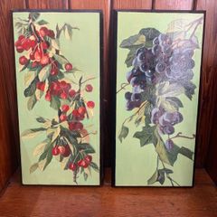 Pair of antique hand painted wooden panels.