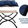 Foldable Footstool Foot Rest Stool Folding Footstools for Living Room Garden Balcony Velvet Leg Rest Sofa Small Ottoman with Metal Legs, Dark Blue Image 5