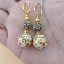 Afghani Handcrafted Colorful Enamel & Sparkling Brass Beaded Drop Earrings Vintage Ethnic Design Image 10