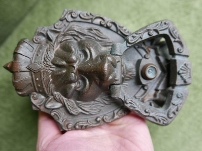 Vintage Door Knocker, Bronze Lion Head