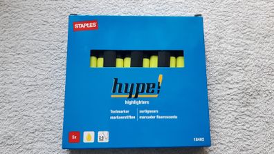Staples Hype Highlighter 5PK Yellow Home Office School College