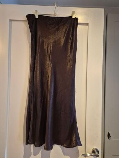chocolate brown midi skirt