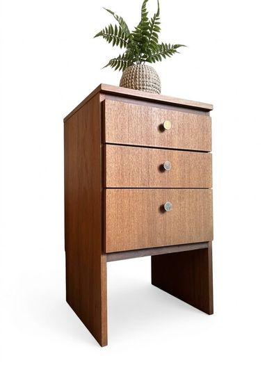 Vintage Retro Mid Century Teak Meredew Bedside Cabinet/Drawers
