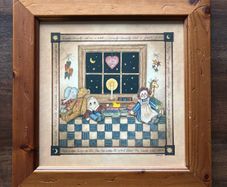 Vintage Framed art print by artist P. Buckley Moss, titled "The Night Before Christmas".