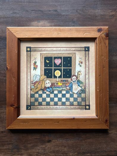 Vintage Framed art print by artist P. Buckley Moss, titled "The Night Before Christmas".