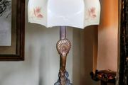 1930s Art Deco bronze/metal lamp with original shade