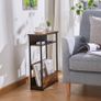 Narrow Side Table with Storage Shelf, 3 Tier Slim End Table Modern Sofa Table for Narrow and Small Spaces, 24.6 Inch Height Bedside Table Small Nightstand with Magazine Rack Space Saving-Brown (FREE SHIPPING) Image 5