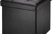 NEW SALE | Folding Ottoman Storage Box with Lid, Faux Leather Footstool Toy Storage Box Storage Seat 38 x 38 x 38 cm