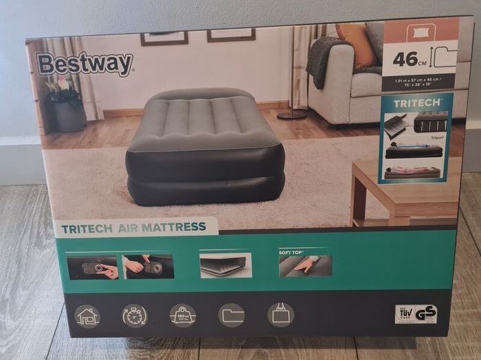 Bestway Indoor Tritech Air Single Mattress With Pump - Black/Gray