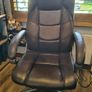 Good quality brown leather office swivel chair Image 5