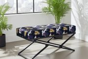 Metal frame bench with velvet seat