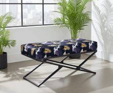 Metal frame bench with velvet seat