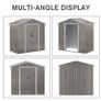 Outdoor Garden Shed Storage, Backyard Steel Utility Tool Shed, Lawn Garage Building Organizer w/Sliding Door, Gable Roof, 1.94x1.1x1.84m, 4 Vents-Gray Image 4