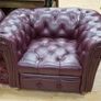 Pair of Plum Leather Armchairs Image 2